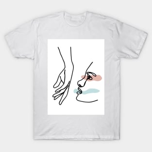 Minimal Line Drawing Hand Kiss T-Shirt